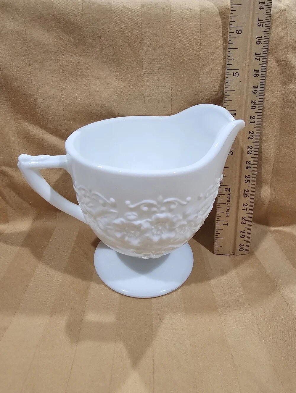 Vintage Indiana Milk Glass Creamer In The Orange Blossom Pattern